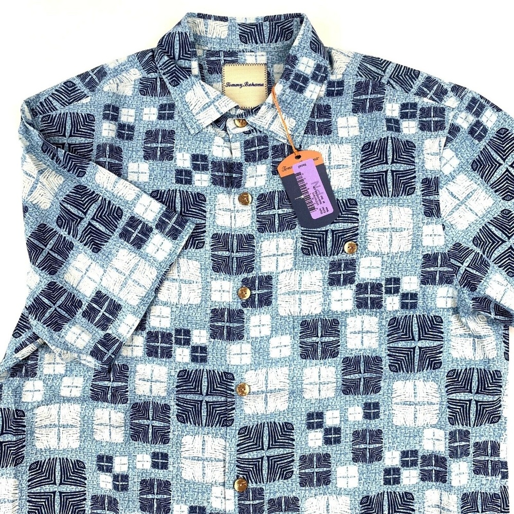 Tommy Bahama Camp Shirt Isla Tiles Fresh Air Silk